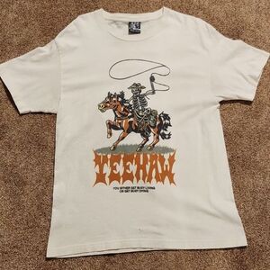 Mens Large Born Dead Clothing "YeeHaw" Western Cream Color Vintage T Shirt